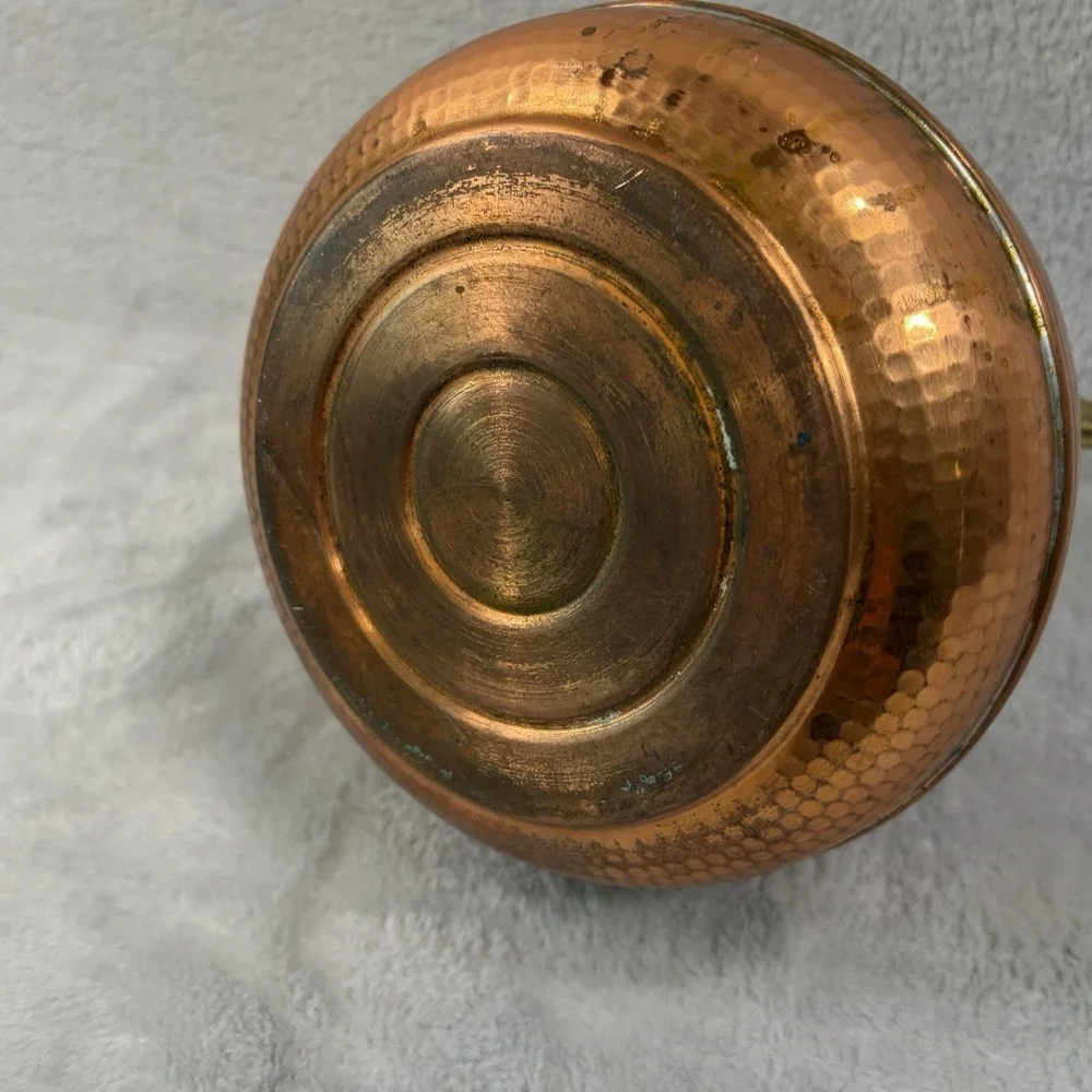 Vintage Hammered Copper Tea Kettle Brass Handle French Country Made in Portugal